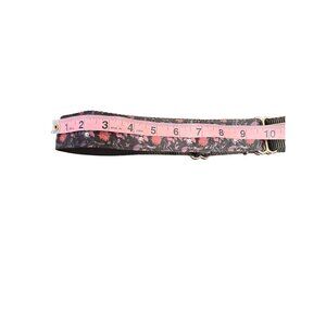 Adjustable Floral Dog Collar With Metal Buckles & D-Ring Black Background With P